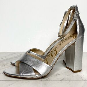 Sam Edelman Yancy Silver Block Heel Sandal 10